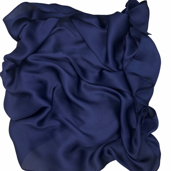 ✨Elegant Square Silky Scarf Bandana Blue Headwear Solid Soft Versatile Shawl New - Picture 5 of 6